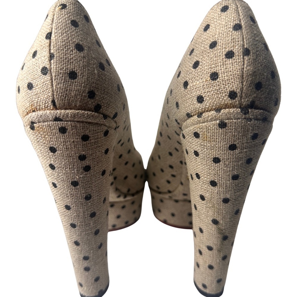 Charlotte Olympia Beige and Black Polka Dot Heels - Picture 4 of 7